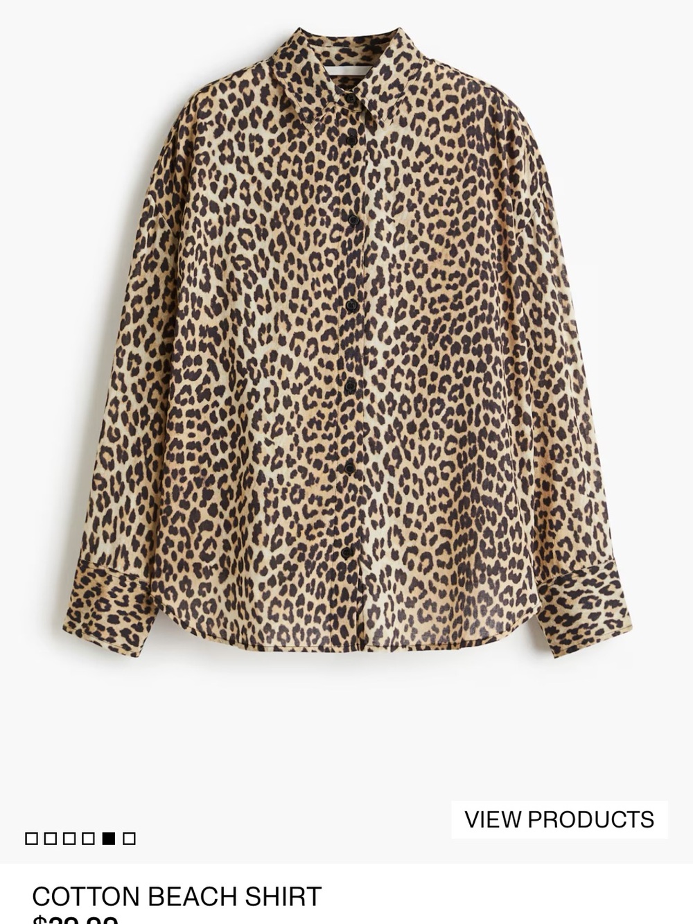 H&M Leopard Print 100% cotton beach shirt